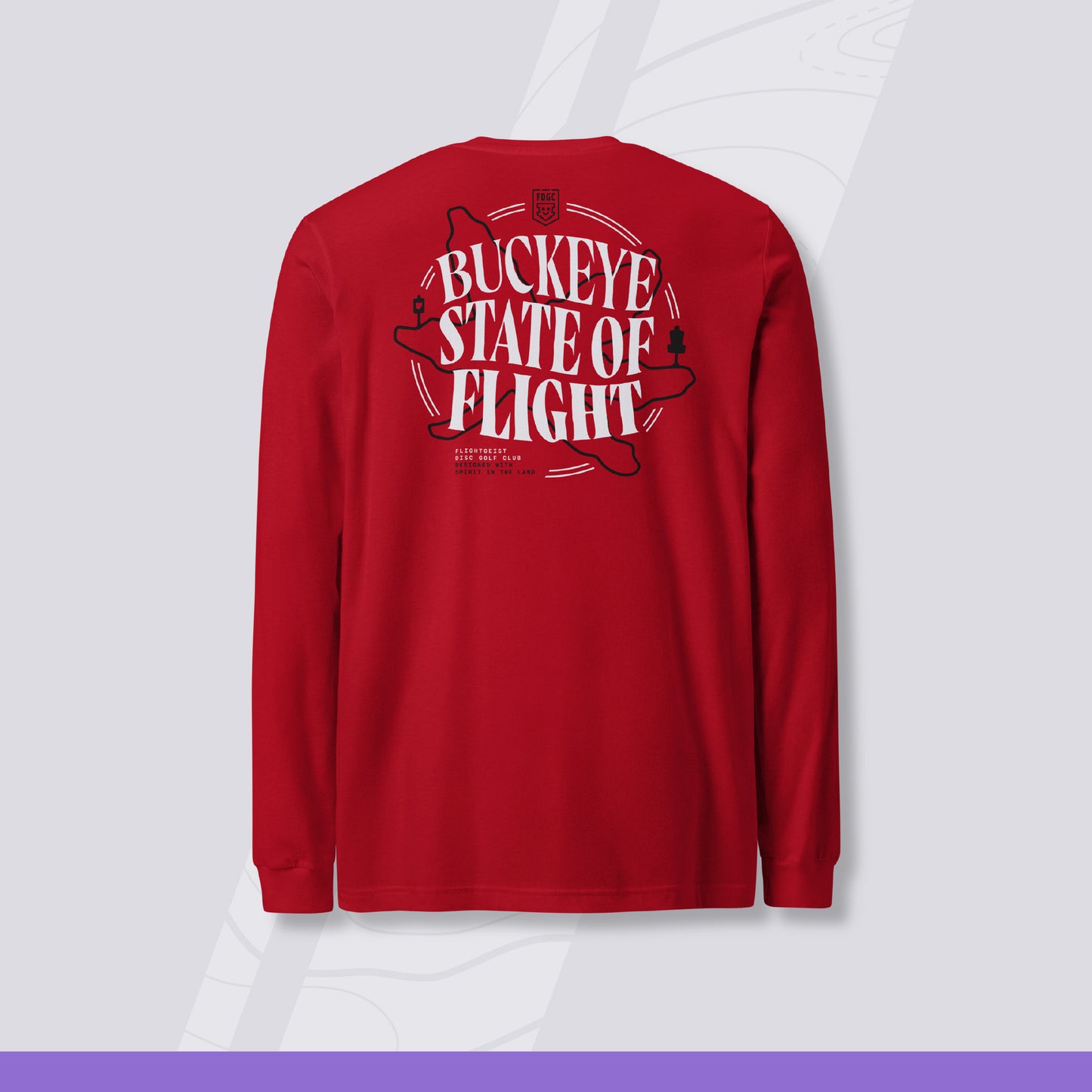 Unisex Long Sleeve Disc Golf Shirt - Buckeye State of Mind (Light Variant)
