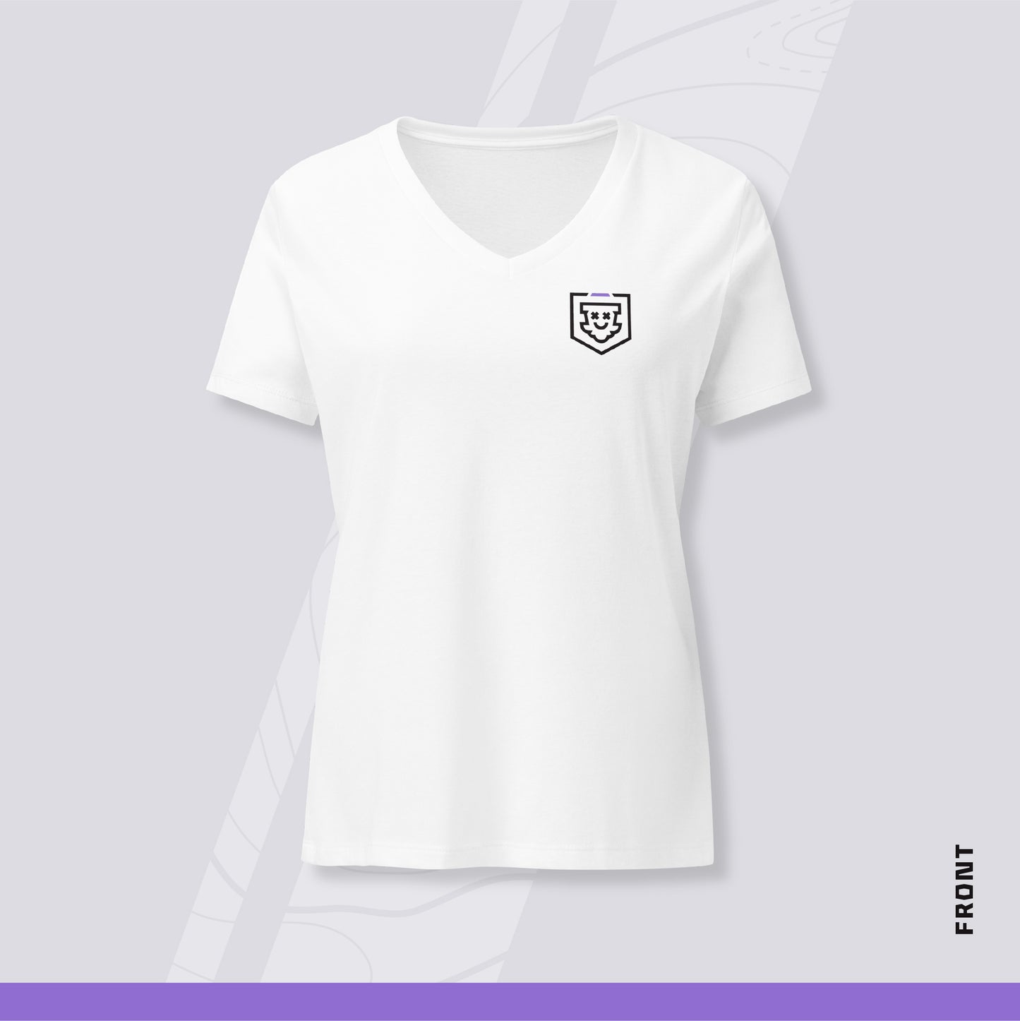 Women's V-Neck Disc Golf Shirt - "Circle Two" (White Variant)